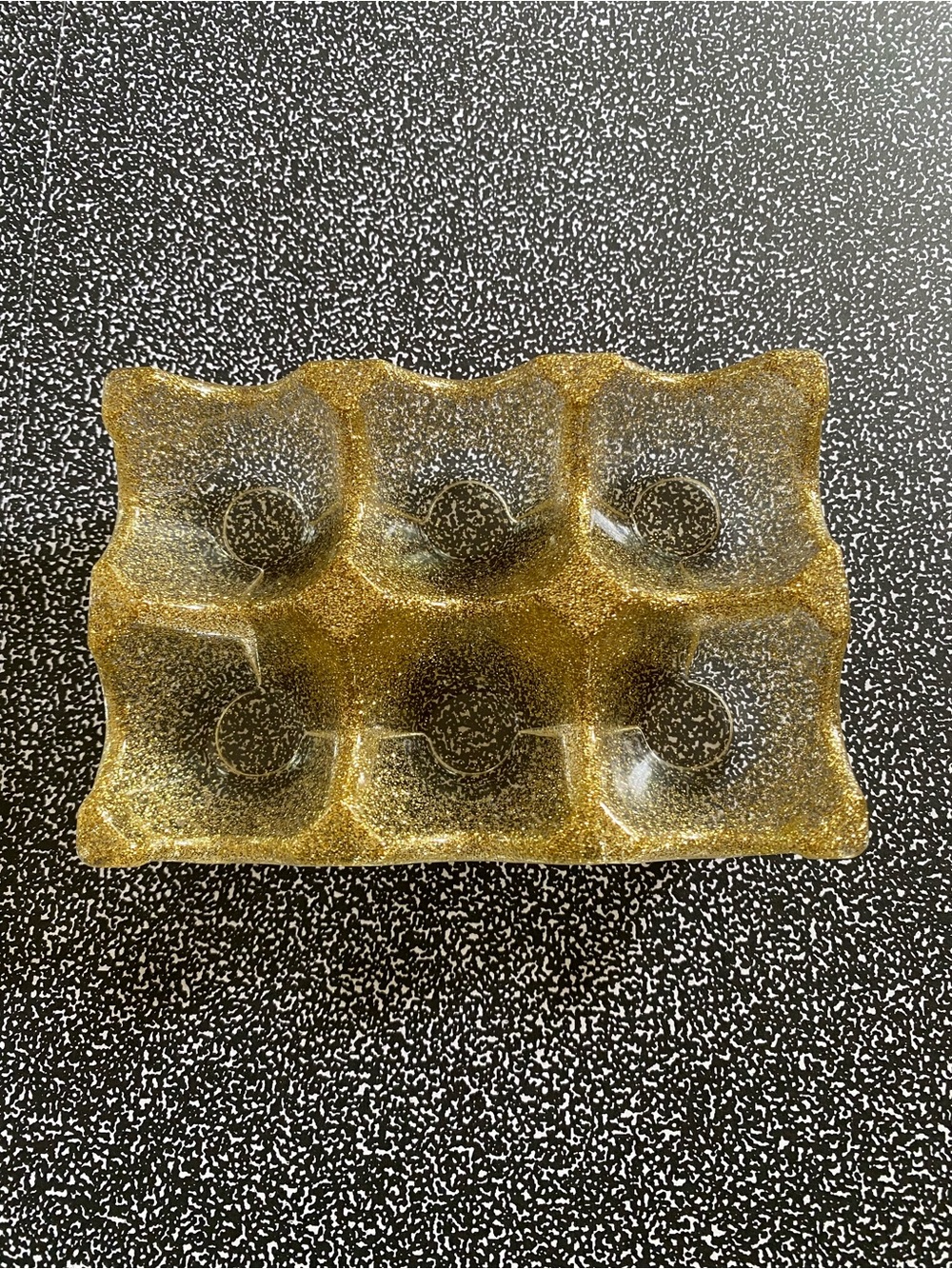 Glittery Gold Resin Six-Cup Display Tray